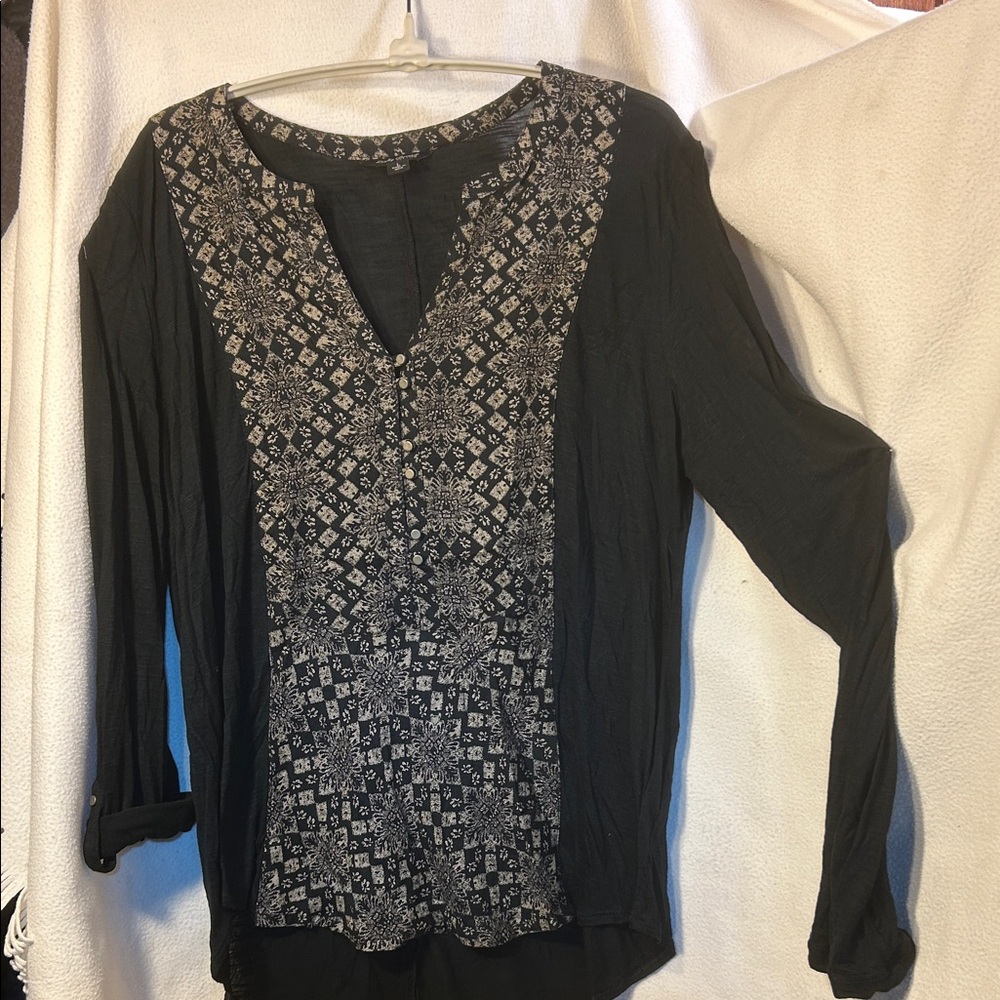LUCKY Brand LS Knit and Woven Top